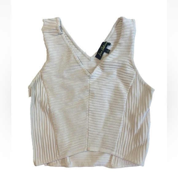 SAM EDELMAN White Ribbed Knit V-Neck Bodycon Top Tank Top Large - Picture 1 of 3
